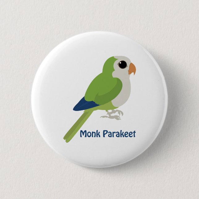 Cute Monk Parakeet Button (Front)