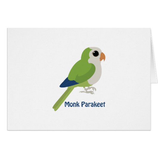 Cute Monk Parakeet Cards (Front Horizontal)
