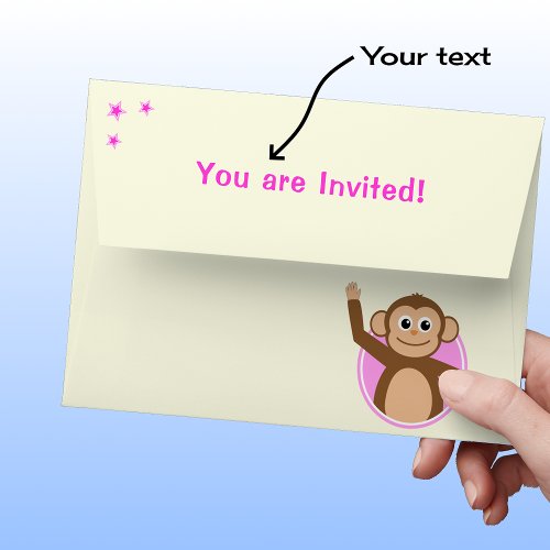 Cute monkey 2nd birthday pink cream envelope