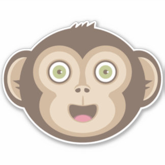 Cute Monkey - Adorable Chimpanzee Happy Face Sticker