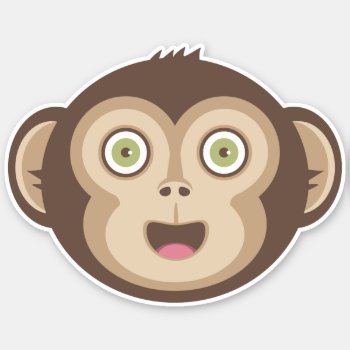 Cute Monkey - Adorable Chimpanzee Happy Face  Sticker by inkbrook at Zazzle
