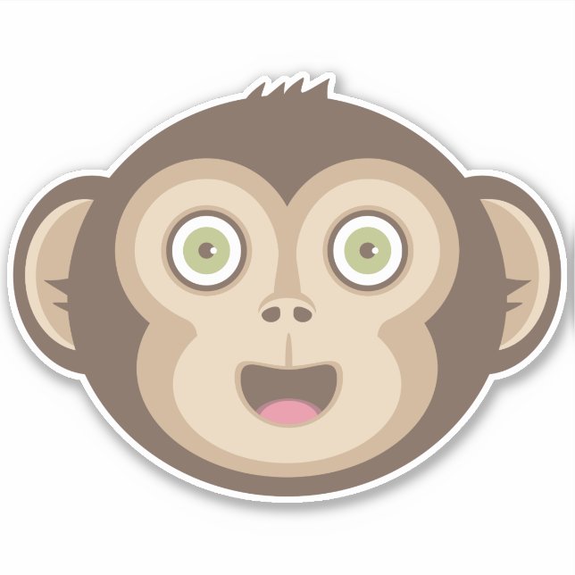 Cute Monkey - Adorable Chimpanzee Happy Face  Sticker (Front)