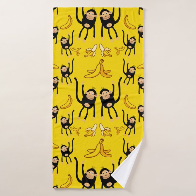 Cute Monkey And Banana Print Bath Towel Set (Bath Towel)