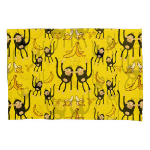 Cute Monkey And Banana Print Pillow Case