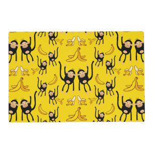 Cute Monkey And Banana Print Placemat