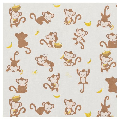Cute Monkey and Bananas Pattern  Fabric