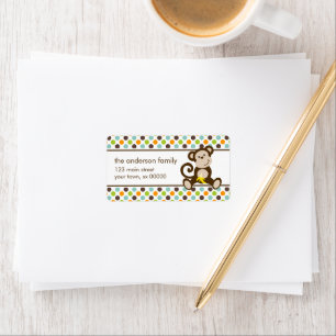 Cute Monkey and Polka Dots Label