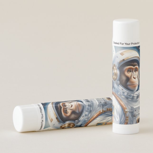 Cute Monkey Astronaut in Outer Space Portrait Lip Balm (Front)