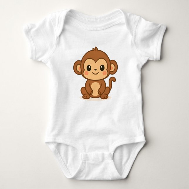 Cute Monkey Baby Bodysuit (Front)
