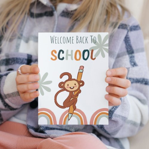 Cute Monkey Back to School Holiday Card