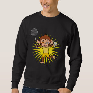 Cute Monkey Badminton Player Ape Hobby Sports Sweatshirt