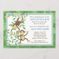 Cute Monkey Banana Baby Shower Invitation