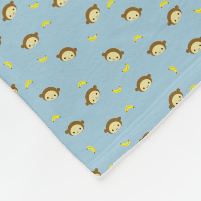 Cute Monkey Banana Pattern Fleece Blanket (Corner)