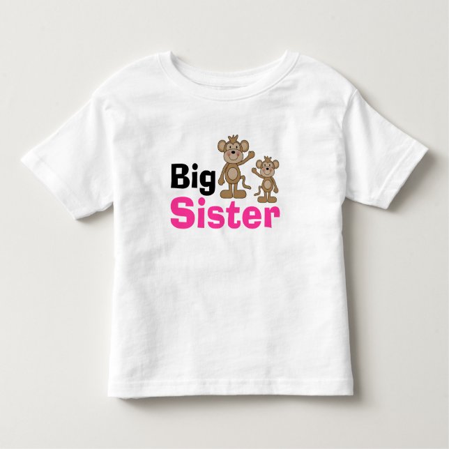 Cute Monkey Big Sister Toddler T-shirt (Front)