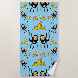 Cute Monkey Birthday Beach Towel