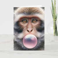 Cute Monkey Blowing Bubbles Bubble Gum Blank