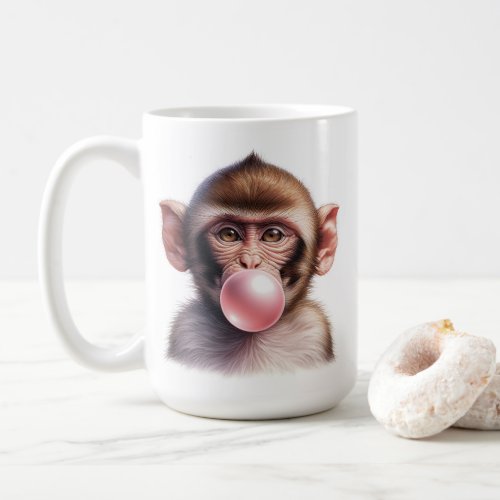 Cute Monkey Blowing Bubbles Bubble Gum Coffee Mug