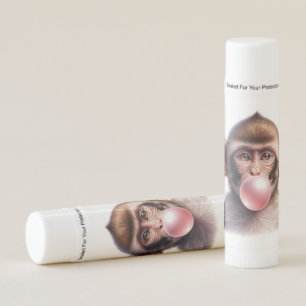 Cute Monkey Blowing Bubbles Bubble Gum Lip Balm