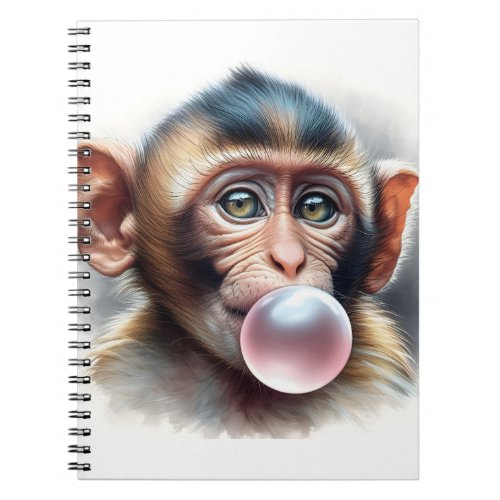 Cute Monkey Blowing Bubbles Bubble Gum Notebook