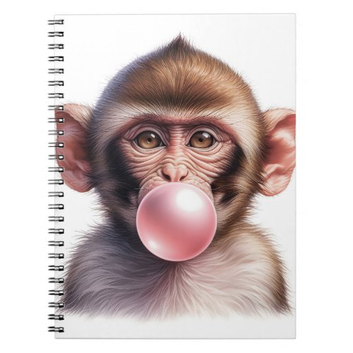 Cute Monkey Blowing Bubbles Bubble Gum Notebook