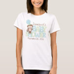 Cute Monkey; Blue &amp; Green Baby Shower T-shirt at Zazzle