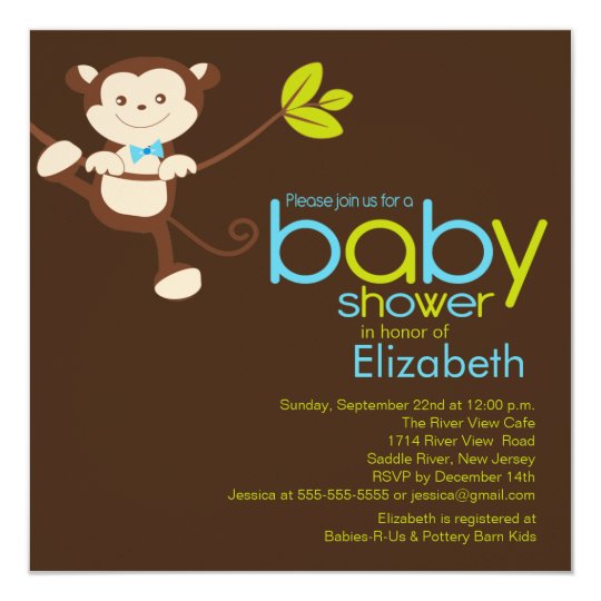 Cute Monkey Boy Baby Shower Invitation | Zazzle.com