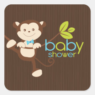 Cute Monkey Boy Baby Shower Sticker