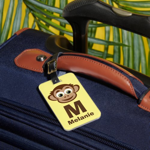 Cute monkey cartoon custom luggage tag for kids