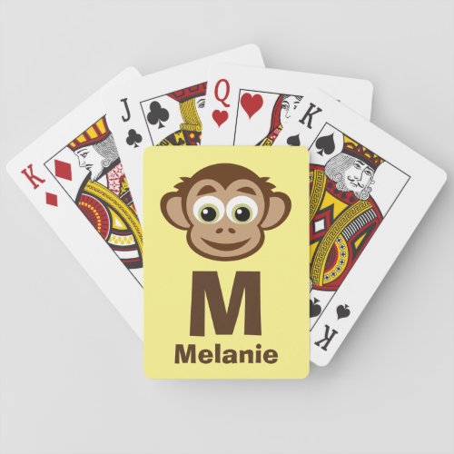 Cute monkey cartoon custom playing cards for kids