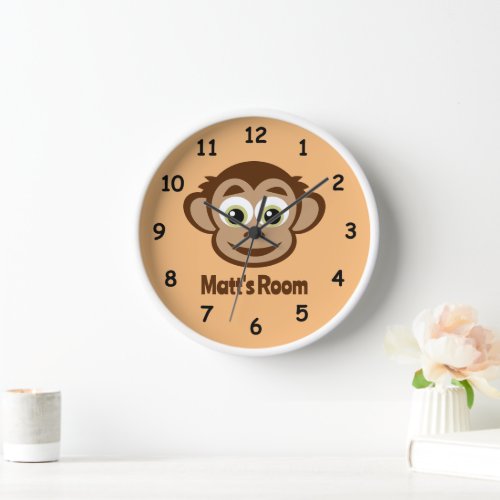 Cute monkey cartoon wall clock for kids room