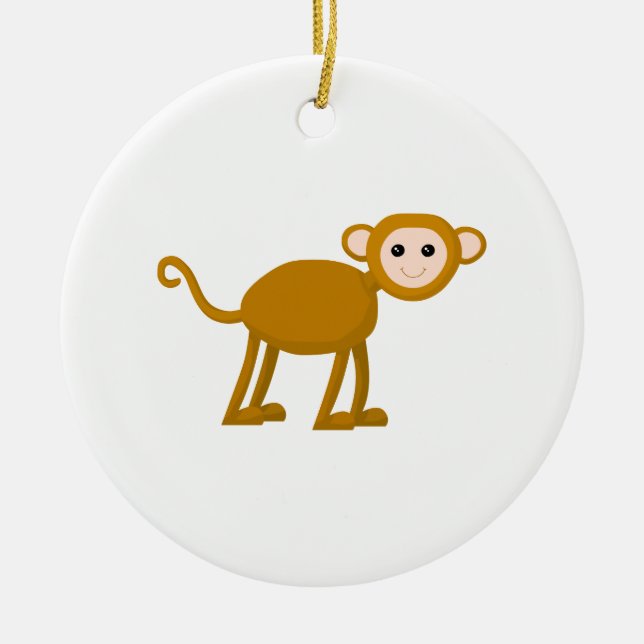 Cute Monkey. Ceramic Ornament (Front)