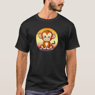 cute monkey chimp sunset design T-Shirt