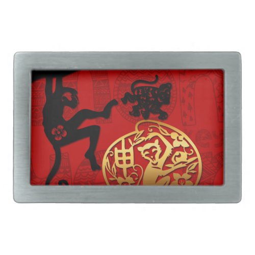 Cute Monkey Chinese Year Zodiac Birthday Belt B Rectangular Belt Buckle