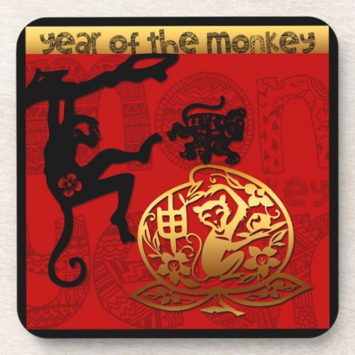 Cute Monkey Chinese Year Zodiac Birthday Coaster