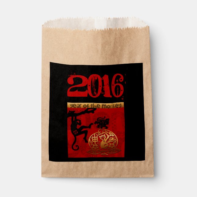 Cute Monkey Chinese Year Zodiac Birthday Favor Bag (Front)