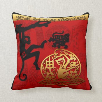 Cute Monkey Chinese Year Zodiac Birthday Pillow by 2016_Year_of_Monkey at Zazzle