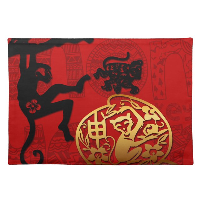 Cute Monkey Chinese Year Zodiac Birthday Placemat (Front)