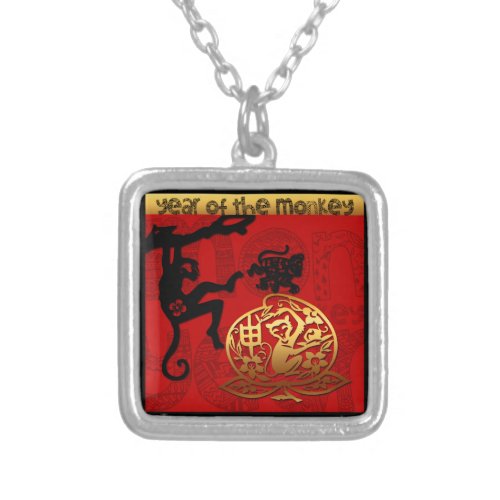 Cute Monkey Chinese Year Zodiac Birthday S NecklL Silver Plated Necklace