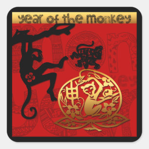 Cute Monkey Chinese Year Zodiac Birthday square S Sticker