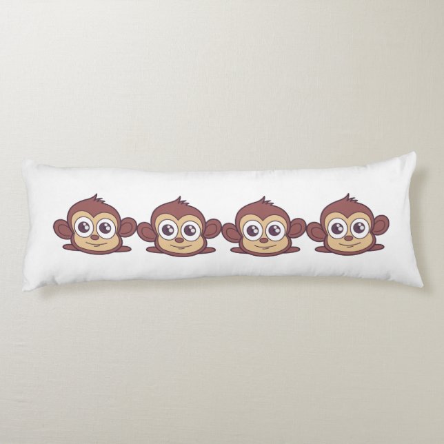 Cute monkey clipart body pillow (Back)