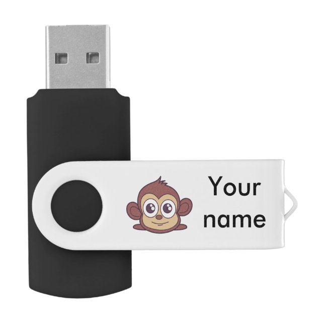 Cute monkey clipart flash drive (Opened)