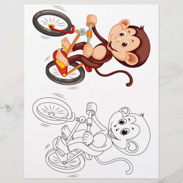 Cute monkey coloring page  (Front)