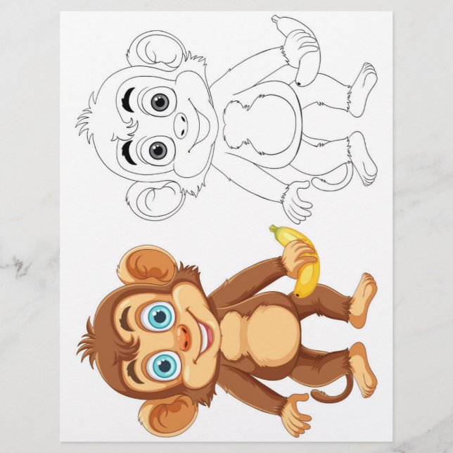 Cute monkey coloring page (Front)