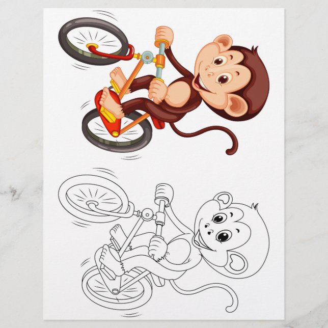 Cute monkey coloring page  (Front)