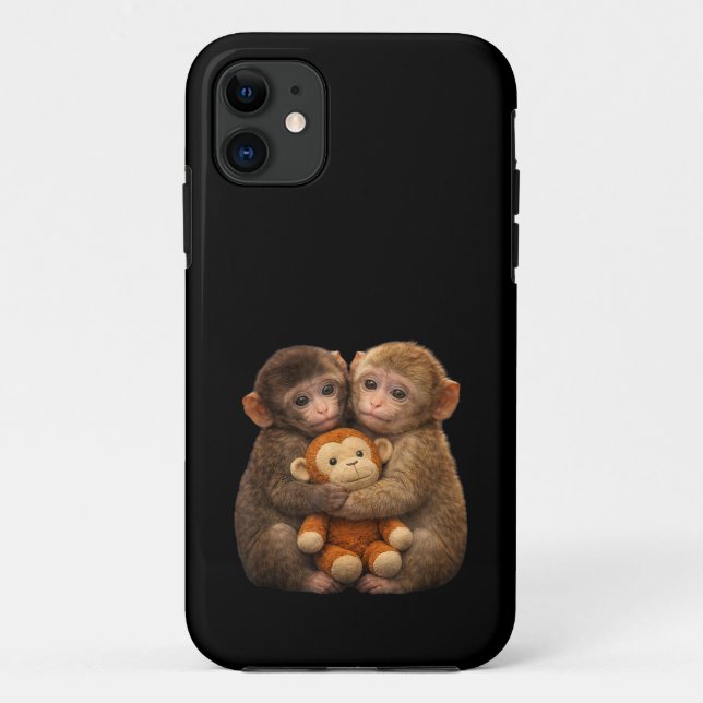 Cute Monkey Couple Hugging Monkey Punch Plush Art Case-Mate iPhone Case (Back)