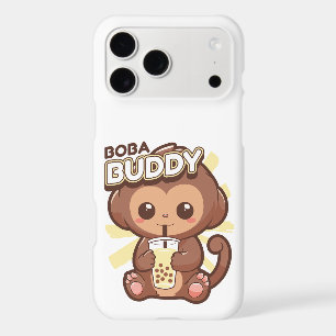 CUTE MONKEY DRINKING BOBA TEA iPhone 17 PRO MAX CASE