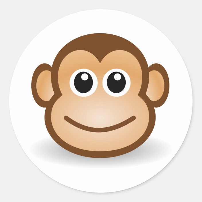 Cute Monkey Face Classic Round Sticker Zazzle Com