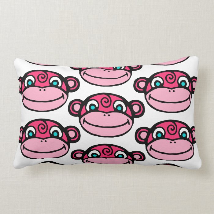 Cute Monkey Face  Girly Pink Throw Pillows