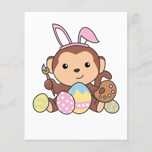 Cute Monkey For Easter With Easter Eggs As Easter
