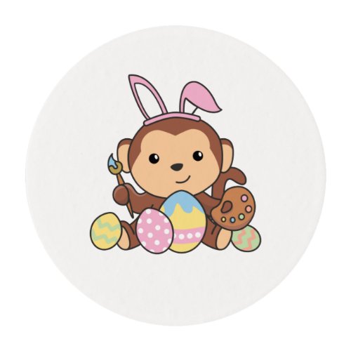 Cute Monkey For Easter With Easter Eggs As Easter  Edible Frosting Rounds